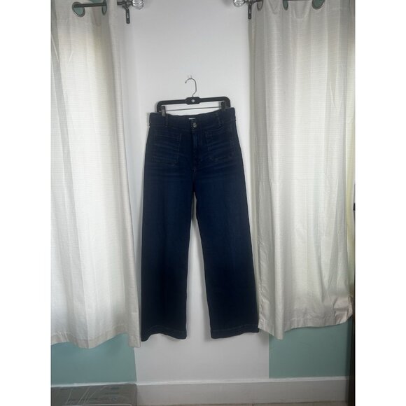 Maeve Anthropologie JeanS Women 32 TALL Colette High Rise Wide Leg Dark Denim - Picture 4 of 16